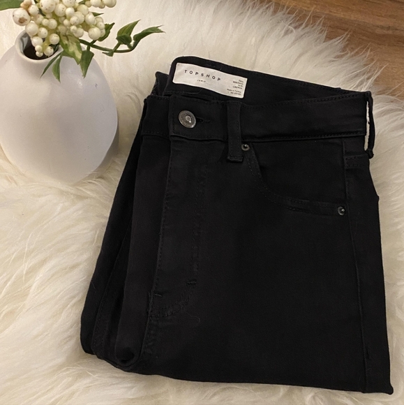 TOPSHOP Jamie Women's Jeans 26W 36L TALL - Black Slim Skinny Leg High Rise - Picture 4 of 13